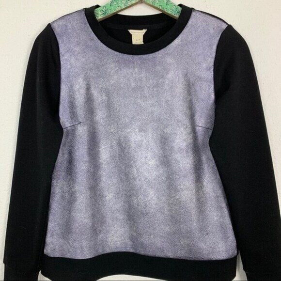 Club Monaco Colorblock Crewneck Sweatshirt Medium Gray Black Minimalist Casual - Picture 3 of 5